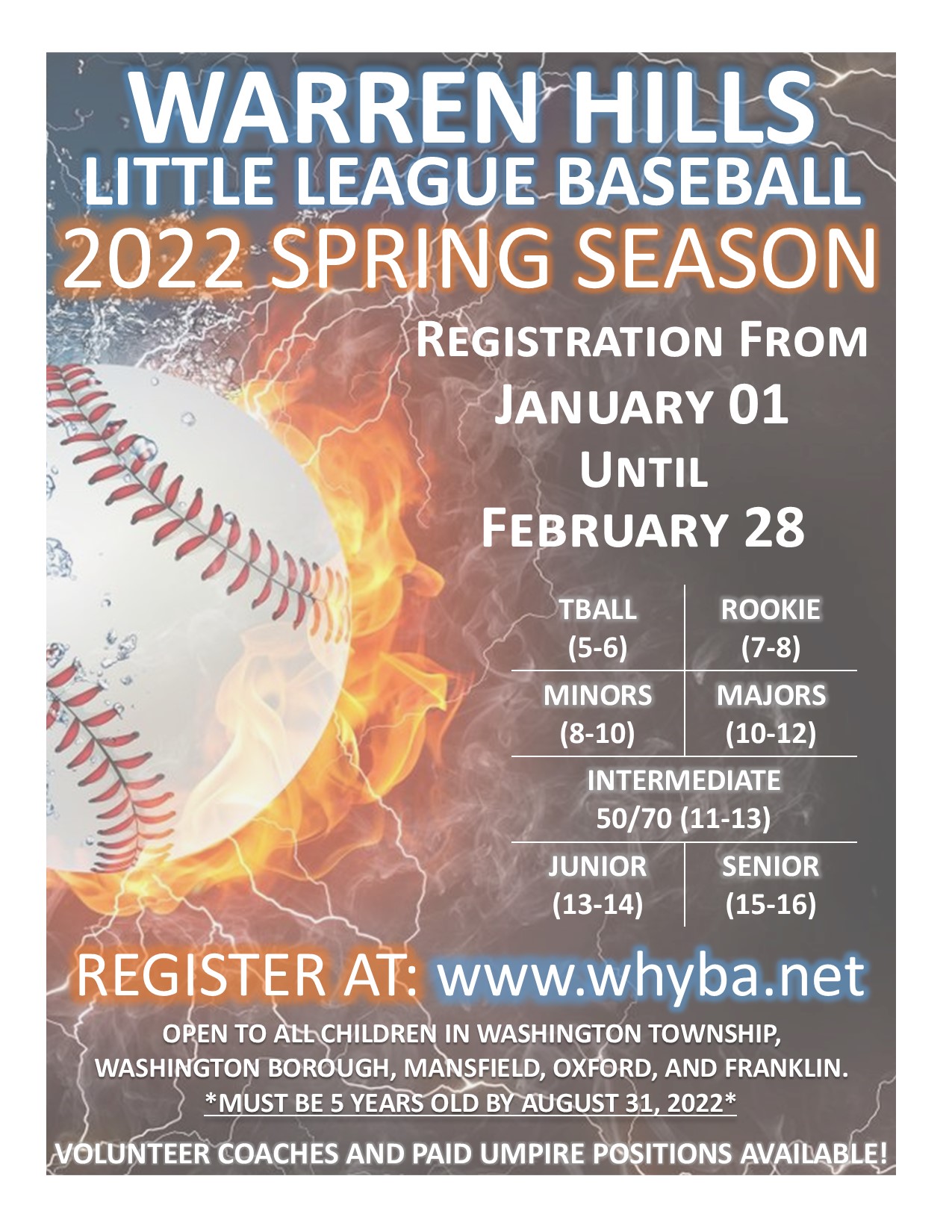 Little League Baseball Registration Flyer Washington Boro School District